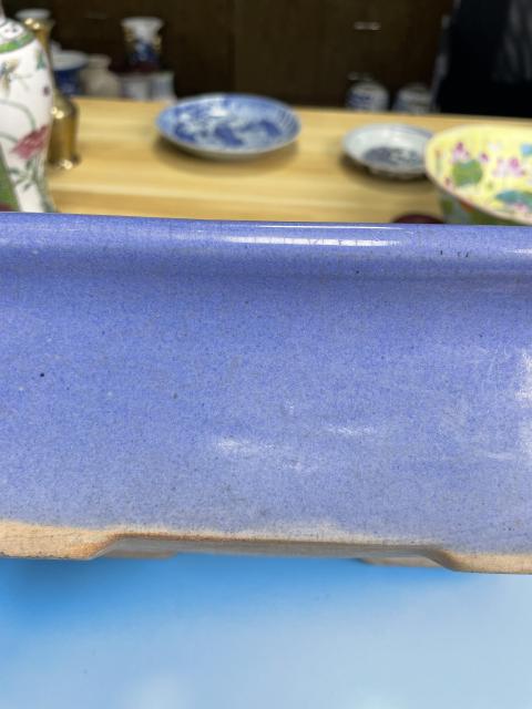 古玩陶瓷民國解放初 天藍(lán)釉花盆拍賣,當(dāng)前價格450元