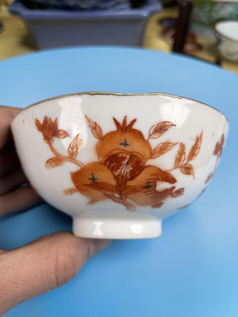 古玩陶瓷清同治 精品礬紅福壽三多紋碗(二級官)拍賣,當前價格1750元
