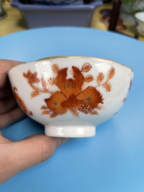 古玩陶瓷清同治 精品礬紅福壽三多紋碗(二級官)拍賣,當前價格1750元