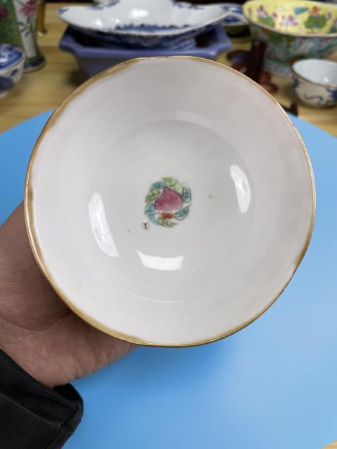 古玩陶瓷清同治 精品礬紅福壽三多紋碗(二級官)拍賣,當前價格1750元