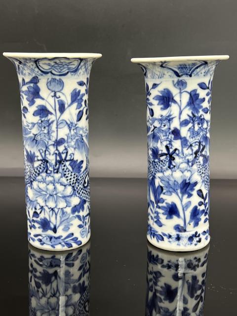 古玩陶瓷花間龍紋青花花插拍賣，當前價格4980元