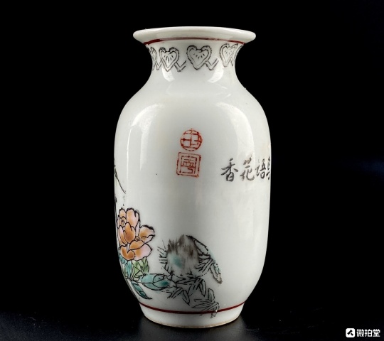中国古玩 粉彩人物画香合 直径9.2㎝ 東Y5-0608① 域鉴古玩】粉彩花鸟纹撇口瓶拍卖价格/图片/值多少钱