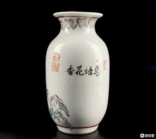 域鉴古玩】粉彩花鸟纹撇口瓶拍卖价格/图片/值多少钱