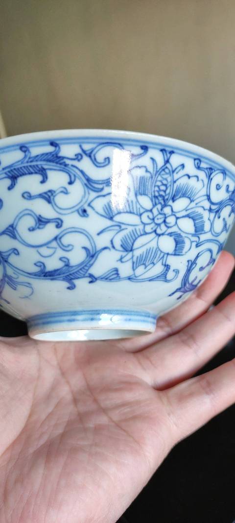 古玩陶瓷青花淡描花卉紋碗拍賣,當前價格4000元