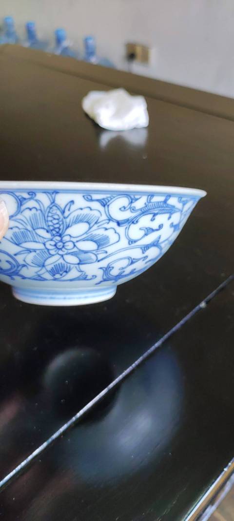 古玩陶瓷青花淡描花卉紋碗拍賣,當前價格4000元