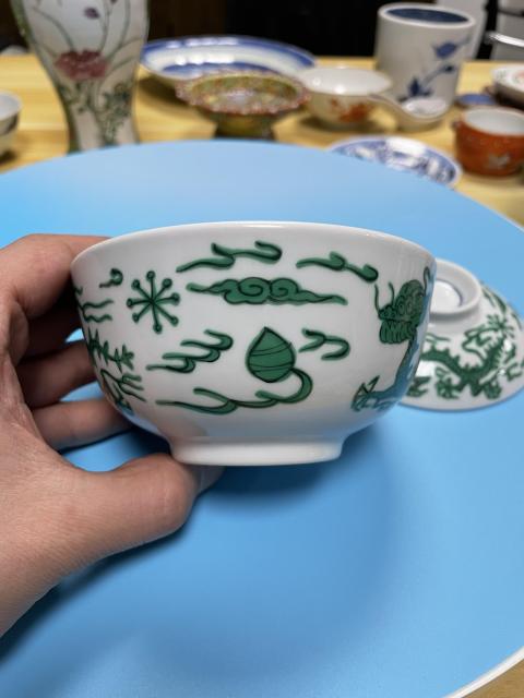 古玩陶瓷精品 青花綠彩龍紋蓋碗(仿明代官窯龍)拍賣,當(dāng)前價(jià)格820元