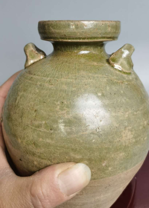 古玩陶瓷精美兩晉青釉雙系盤(pán)口壺拍賣(mài),當(dāng)前價(jià)格1元