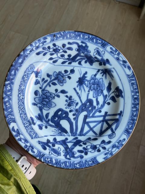 古玩陶瓷卷軸畫卷開光青花盤拍賣，當(dāng)前價(jià)格1100元