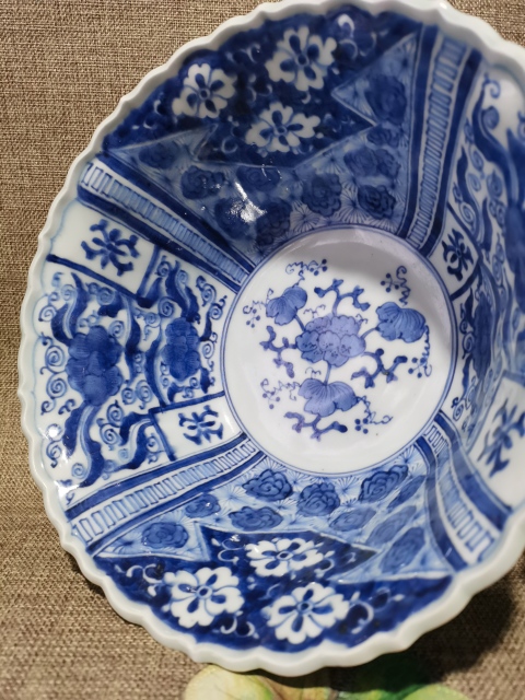 古玩陶瓷【香櫞大碗】民國青花花卉香櫞大碗拍賣,當前價格1800元