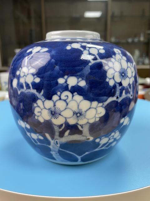 古玩陶瓷清晚期 精品青花冰梅罐拍賣，當(dāng)前價(jià)格1220元