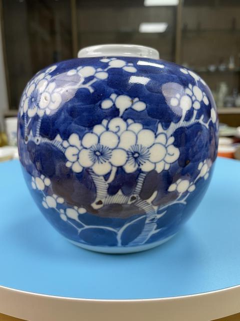 古玩陶瓷清晚期 精品青花冰梅罐拍賣，當(dāng)前價(jià)格1220元