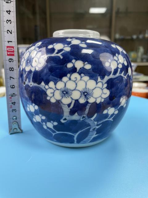 古玩陶瓷清晚期 精品青花冰梅罐拍賣，當(dāng)前價(jià)格1220元