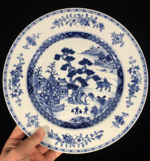 古玩陶瓷青花山水牧牛圖盤拍賣,當前價格4500元