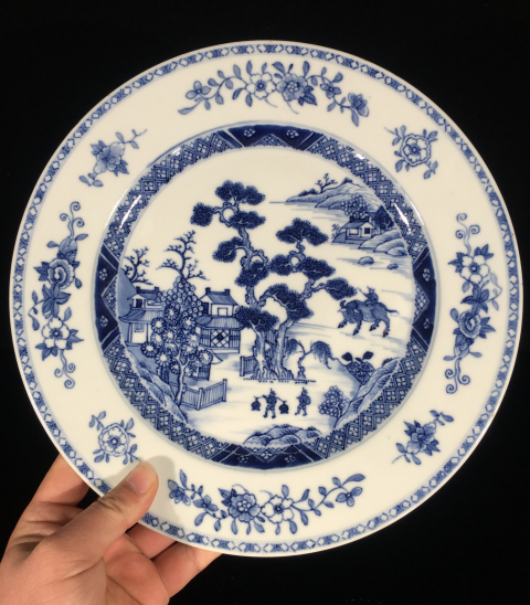 古玩陶瓷青花山水牧牛圖盤拍賣,當前價格4500元