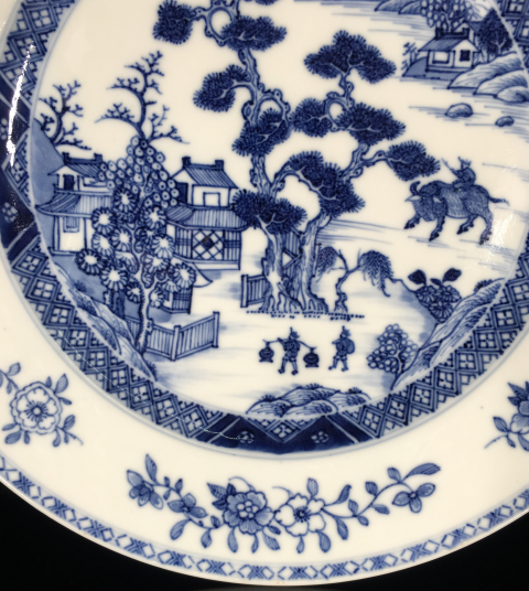 古玩陶瓷青花山水牧牛圖盤拍賣,當前價格4500元