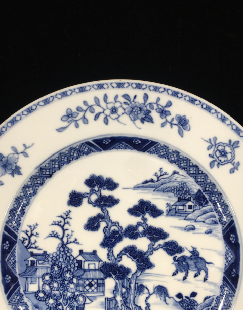 古玩陶瓷青花山水牧牛圖盤拍賣,當前價格4500元