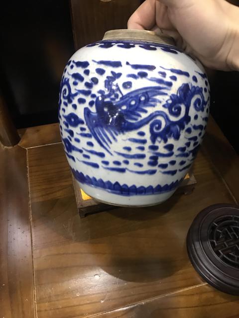 古玩陶瓷（已實物鑒真）清-雍乾-三鳳紋青花罐拍賣，當前價格4360元