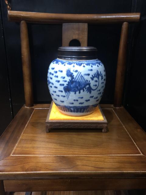 古玩陶瓷(新年放漏中)清-雍乾-雙鳳紋青花罐拍賣,當前價格3024元