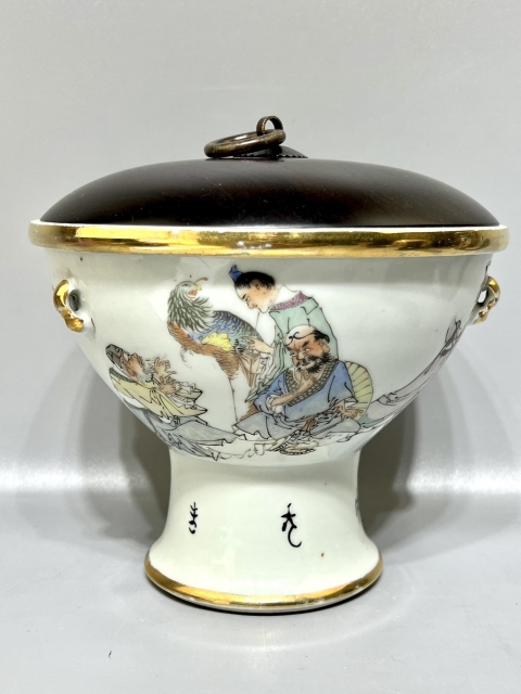 古玩陶瓷民國極品 定燒淺絳彩神仙人物紋暖鍋拍賣，當(dāng)前價(jià)格5700元