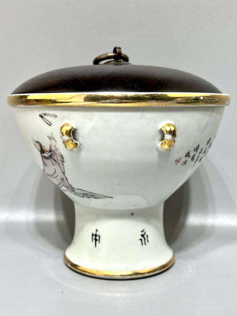 古玩陶瓷民國極品 定燒淺絳彩神仙人物紋暖鍋拍賣，當(dāng)前價(jià)格5700元