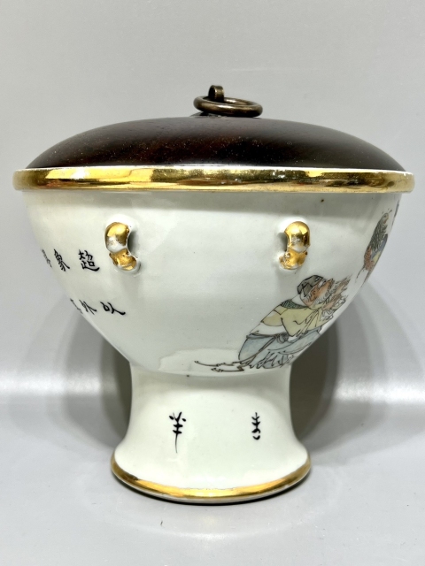 古玩陶瓷民國極品 定燒淺絳彩神仙人物紋暖鍋拍賣，當(dāng)前價(jià)格5700元