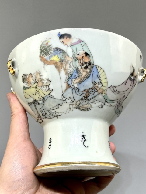 古玩陶瓷民國極品 定燒淺絳彩神仙人物紋暖鍋拍賣，當(dāng)前價(jià)格5700元