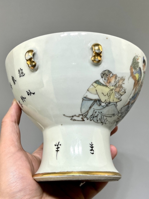 古玩陶瓷民國極品 定燒淺絳彩神仙人物紋暖鍋拍賣，當(dāng)前價(jià)格5700元
