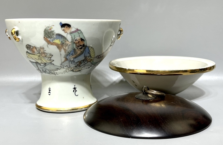 古玩陶瓷民國極品 定燒淺絳彩神仙人物紋暖鍋拍賣，當(dāng)前價(jià)格5700元