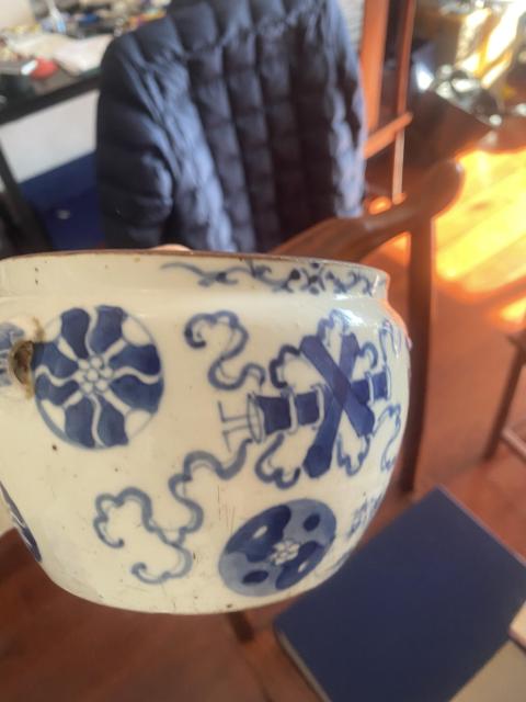 古玩陶瓷暗八仙青花四系粥罐拍賣,當前價格680元
