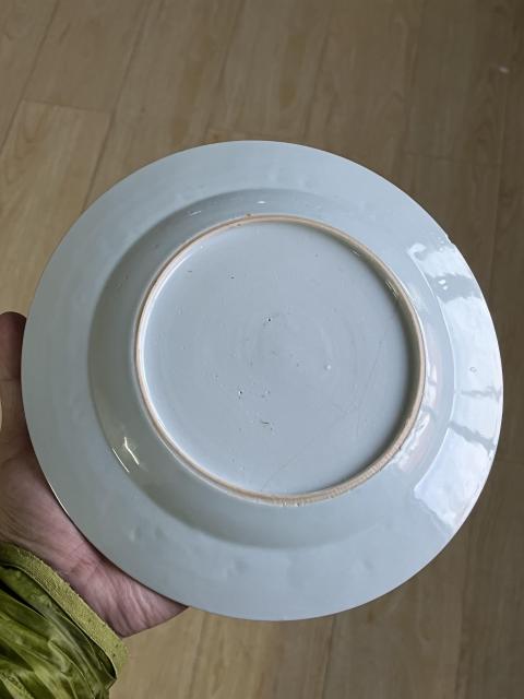 古玩陶瓷松樹花卉紋青花盤拍賣,當前價格650元