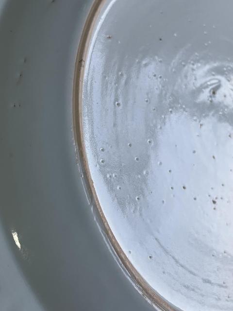 古玩陶瓷松樹花卉紋青花盤拍賣,當前價格650元