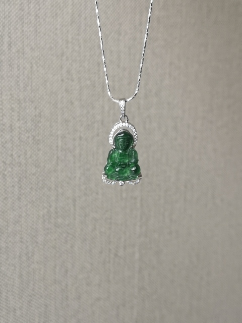 古玩玉器冰種陽綠翡翠觀音拍賣，當前價格580元