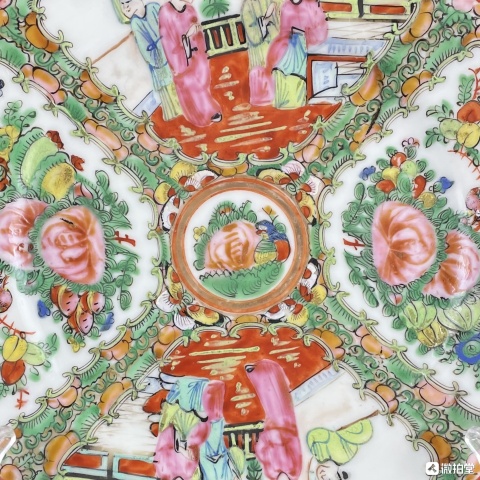 古玩陶瓷清末民初.廣彩開窗人物花鳥蝶紋盤拍賣,當(dāng)前價(jià)格1680元