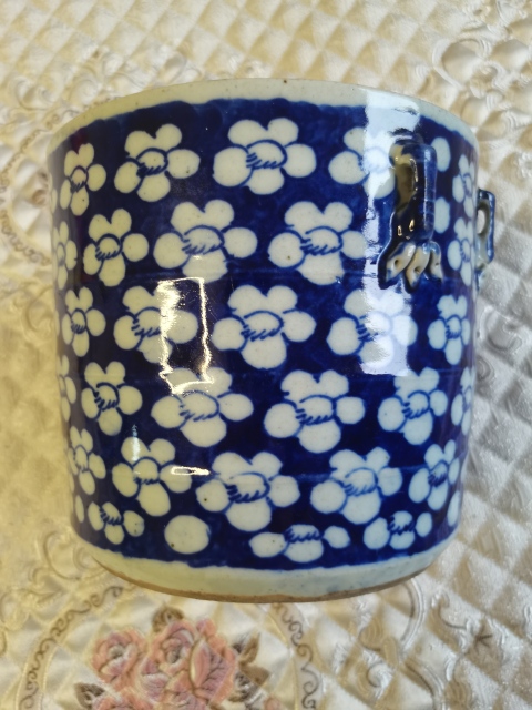 古玩陶瓷青花冰梅蓋缸拍賣,當前價格2333元