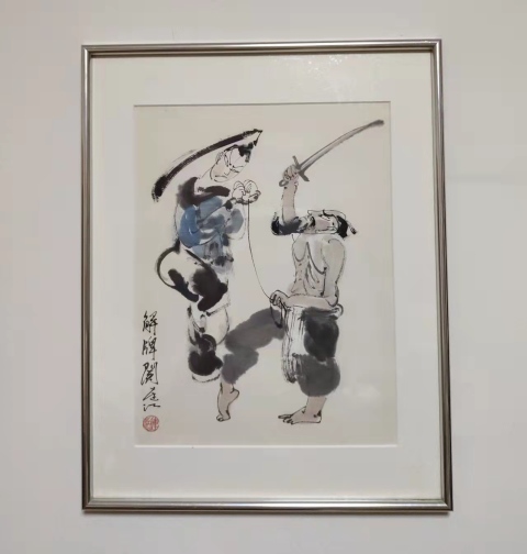 古玩字畫中美協會員胡連江解牌關帶相框拍賣,當前價格1988元