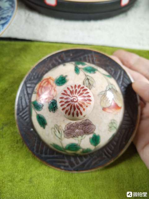 古玩陶瓷清代光緒哥釉鐵銹花五彩博古圖將軍罐拍賣,當前價格3600元