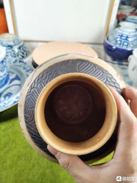 古玩陶瓷清代光緒哥釉鐵銹花五彩博古圖將軍罐拍賣,當前價格3600元