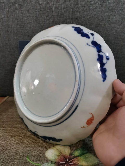 古玩陶瓷【吉祥招財】晚清青花吉祥招財盤拍賣，當前價格1160元
