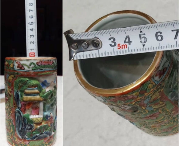 古玩陶瓷廣彩雕瓷山水人物紋筆筒拍賣(mài),當(dāng)前價(jià)格10000元