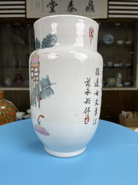 古玩陶瓷粉彩博古人物詩文狀罐拍賣，當前價格4800元