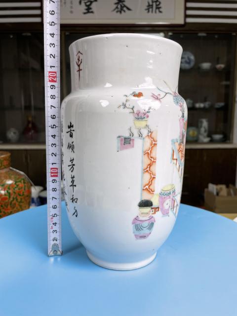 古玩陶瓷粉彩博古人物詩文狀罐拍賣，當前價格4800元