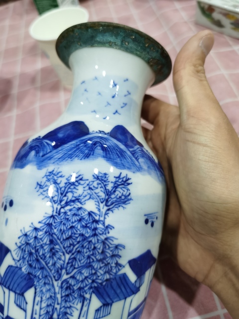 古玩陶瓷青花風景紋瓶拍賣，當前價格1600元