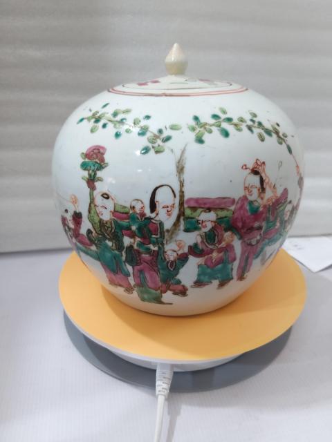 古玩陶瓷人物紋粉彩西瓜罐拍賣，當前價格6888元