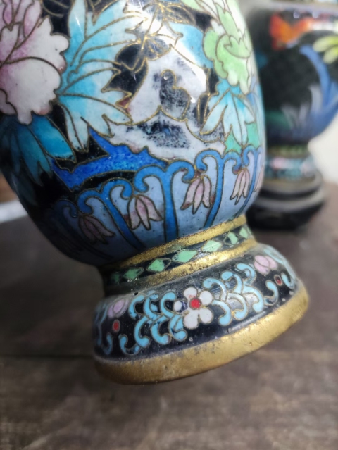 古玩雜項景泰藍花瓶一對拍賣,當前價格2999元