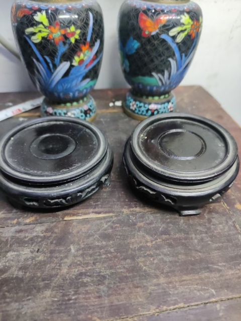 古玩雜項景泰藍花瓶一對拍賣,當前價格2999元