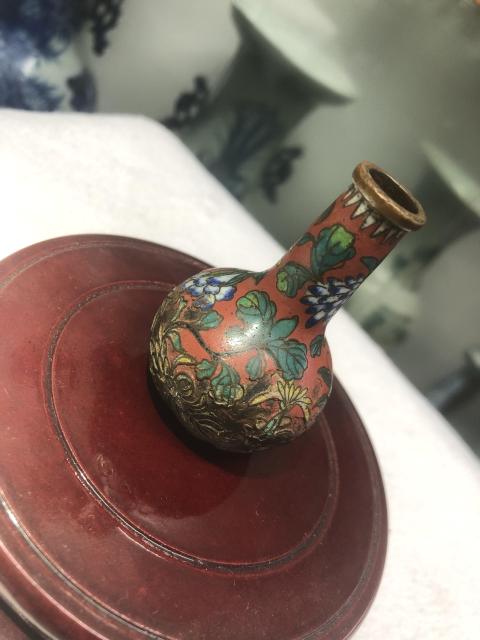 古玩雜項清中期·景泰藍銅胎掐絲琺瑯花卉小天球瓶拍賣，當前價格2999元