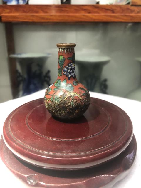 古玩雜項清中期·景泰藍銅胎掐絲琺瑯花卉小天球瓶拍賣，當前價格2999元
