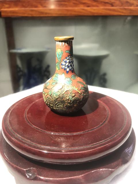 古玩雜項清中期·景泰藍銅胎掐絲琺瑯花卉小天球瓶拍賣，當前價格2999元