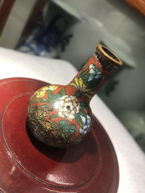 古玩雜項清中期·景泰藍銅胎掐絲琺瑯花卉小天球瓶拍賣，當前價格2999元