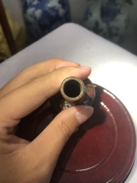 古玩雜項清中期·景泰藍銅胎掐絲琺瑯花卉小天球瓶拍賣，當前價格2999元